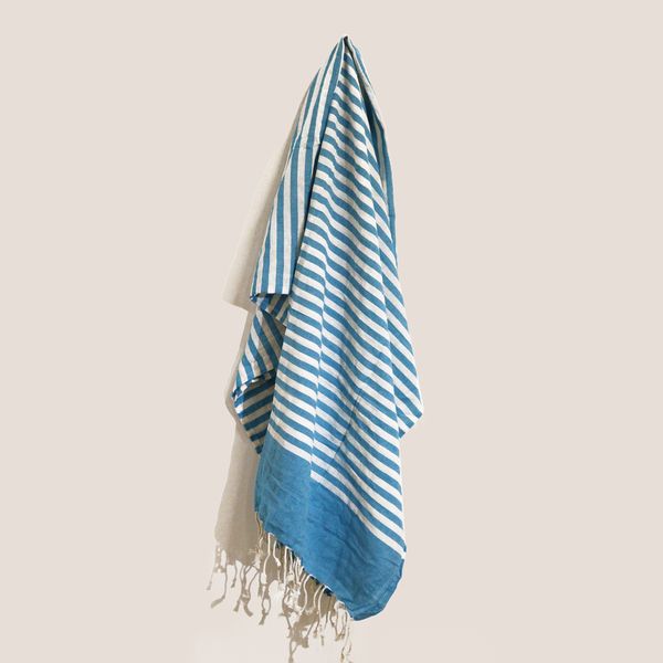 Katoenen Pareo Strandplaid - Hemels Blauw - 100 x 180 cm