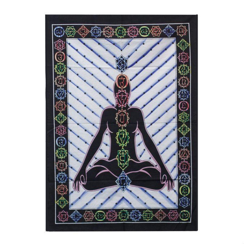 Wanddoek Katoen - Hand Geschilderd - Chakra Boeddha