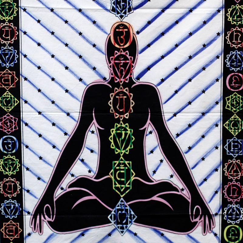 Wanddoek Katoen - Hand Geschilderd - Chakra Boeddha