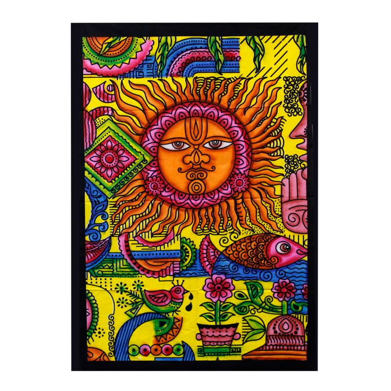 Wanddoek Katoen - Hand Geschilderdl - Zon