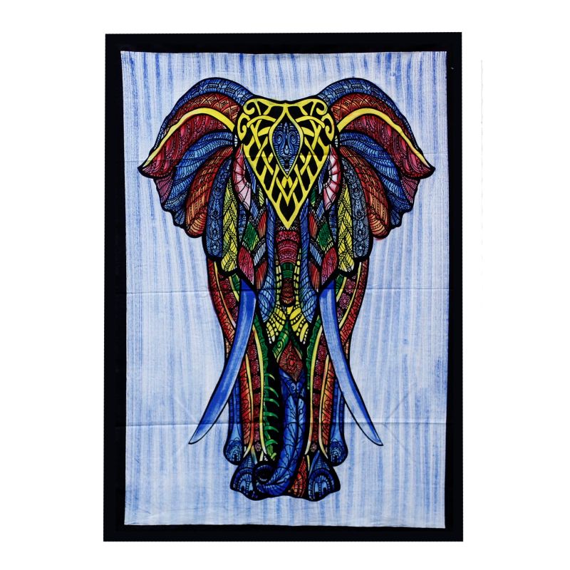 Wanddoek Katoen - Hand Geschilderd - Olifant