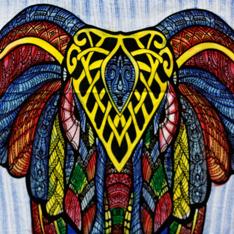 Wanddoek Katoen - Hand Geschilderd - Olifant