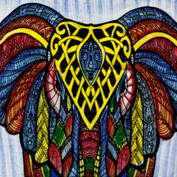 Wanddoek Katoen - Hand Geschilderd - Olifant