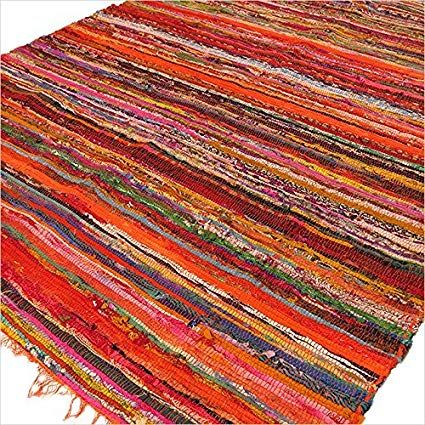 Indiase Recycled Tapijt - Oranje - 152 x 90cm