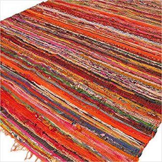 Indiase Recycled Tapijt - Oranje - 152 x 90cm