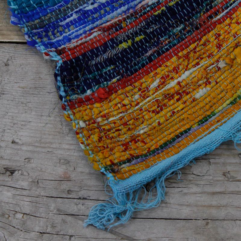 Indiase Recycled Tapijt - Blauw - 153 x 90cm