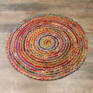 Vloerkleed van Jute en Gerecycled Katoen - Rond - 90 cm