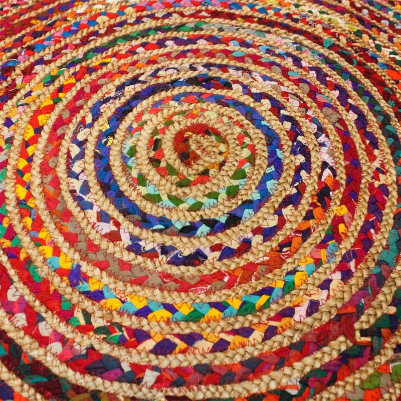 Vloerkleed van Jute en Gerecycled Katoen - Rond - 90 cm