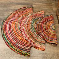 Vloerkleed van Jute en Gerecycled Katoen - Rond - 90 cm