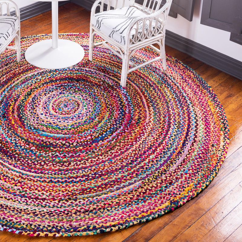 Vloerkleed van Jute en Gerecycled Katoen - Rond - 90 cm