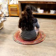 Vloerkleed van Jute en Gerecycled Katoen - Rond - 90 cm