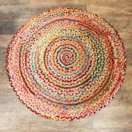 Vloerkleed van Jute en Gerecycled Katoen - Rond - 120 cm