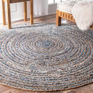 Vloerkleed van Denim en Gerecycled Katoen - Rond - 120 cm