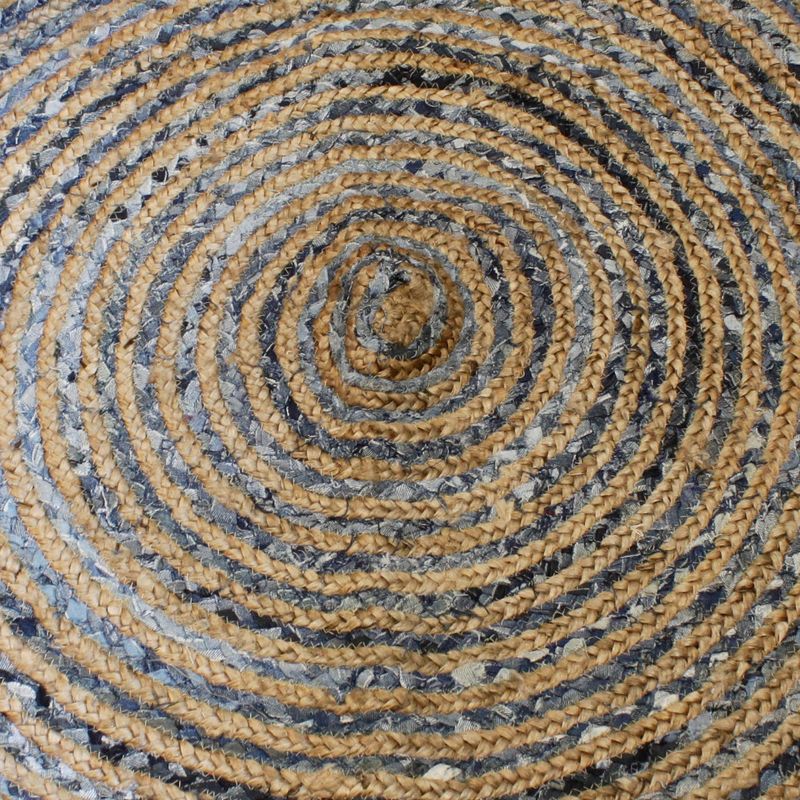 Vloerkleed van Denim en Gerecycled Katoen - Rond - 120 cm