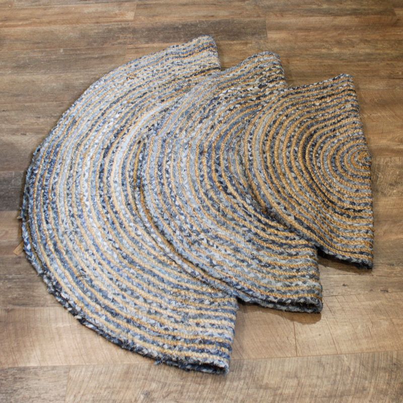 Vloerkleed van Denim en Gerecycled Katoen - Rond - 90 cm