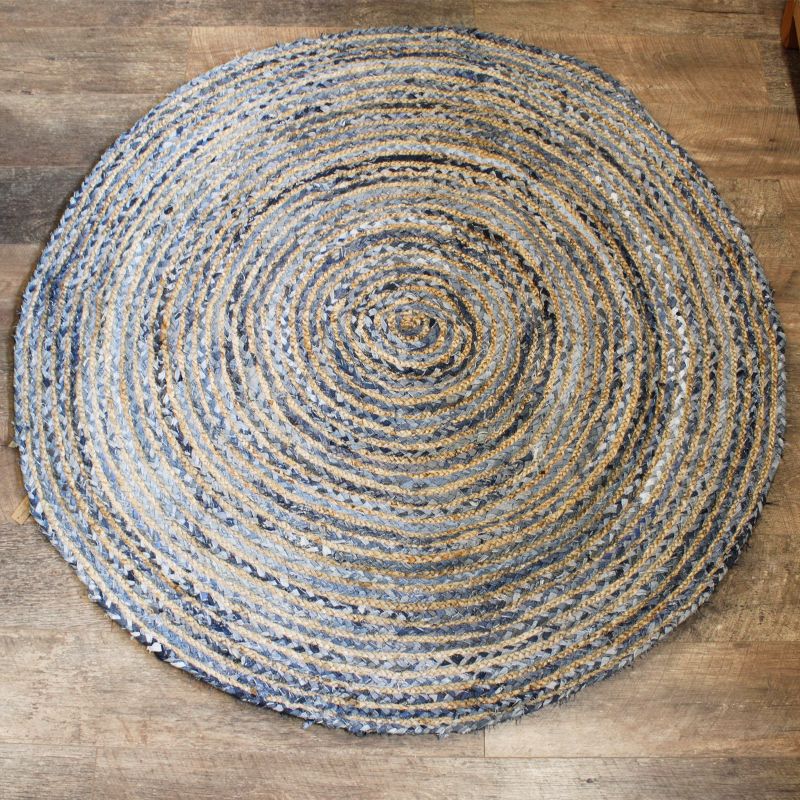 Vloerkleed van Denim en Gerecycled Katoen - Rond - 150 cm