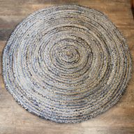 Vloerkleed van Denim en Gerecycled Katoen - Rond - 150 cm