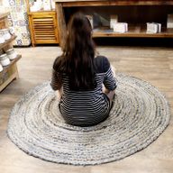 Vloerkleed van Denim en Gerecycled Katoen - Rond - 150 cm