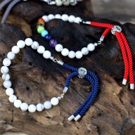 925 Verzilverde Edelsteen Armband met Grijs Gekleurd Koord - Dalmation Jaspis