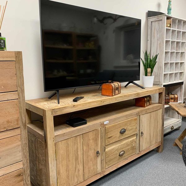TV Kast Groot met 2 Laden en 2 Kastjes - Gerecycled Hardhout - 140 x 40 x 75cm