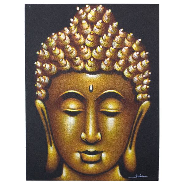 Boeddha Schilderij - Goud & Zandkleurige Afwerking