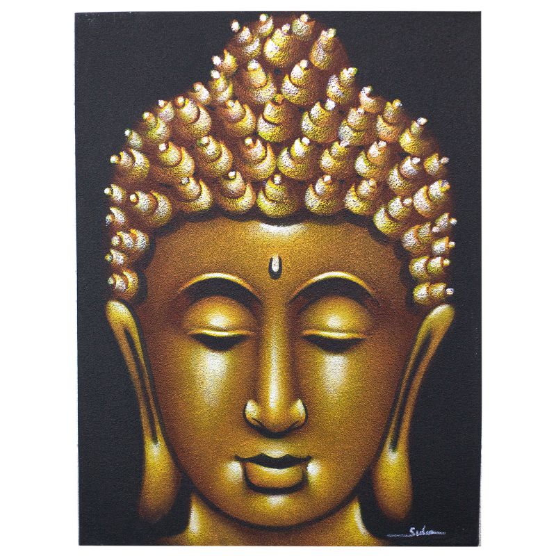 Boeddha Schilderij - Goud & Zandkleurige Afwerking