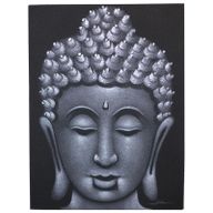 Boeddha Schilderij - Grijs & Zandkleurige Afwerking