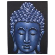 Boeddha Schilderij - Blauw & Zandkleurige Afwerking