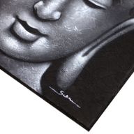 Boeddha Schilderij - Grijs Brokaat Detail