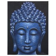 Boeddha Schilderij - Blauw Brokaat Detail
