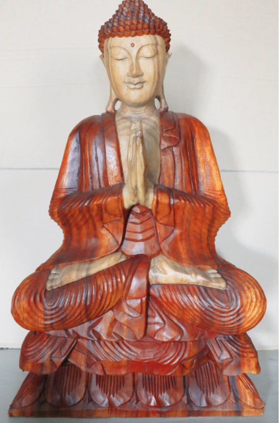 Hand Gesneden Boeddha Beeld - 80cm Bidden