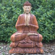 Hand Gesneden Boeddha Beeld - 80cm Bidden