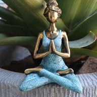 Yoga Beeldje - Vrouw - Brons & Turkoois - 24cm