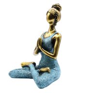 Yoga Beeldje - Vrouw - Brons & Turkoois - 24cm