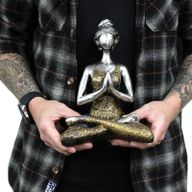 Yoga Beeldje - Vrouw - Zilver & Goud - 24cm