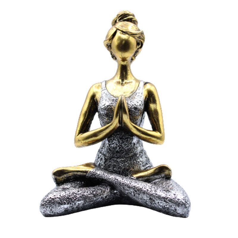 Yoga Beeldje - Vrouw - Brons & Zilver - 24cm