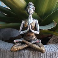 Yoga Beeldje - Vrouw - Zilver & Goud - 24cm