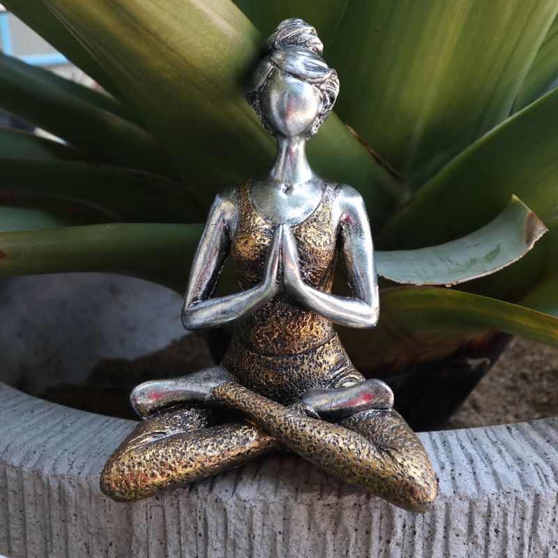 Yoga Beeldje - Vrouw - Zilver & Goud - 24cm