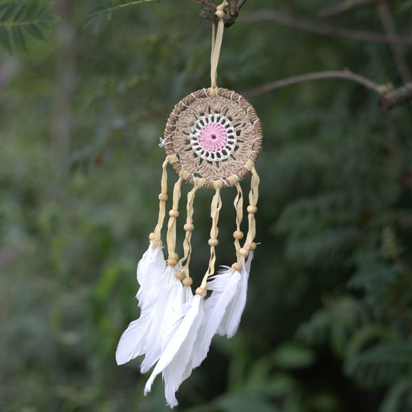Pastel Roze Macramé Dromenvanger - 9cm (Mixed Kleuren)