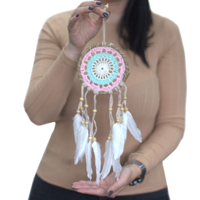 Pastel Roze Macramé Dromenvanger - 12cm (Mixed Kleuren)