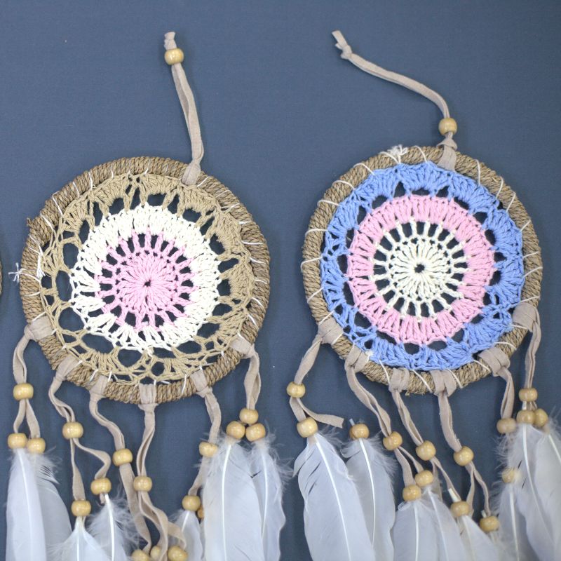 Pastel Roze Macramé Dromenvanger - 12cm (Mixed Kleuren)