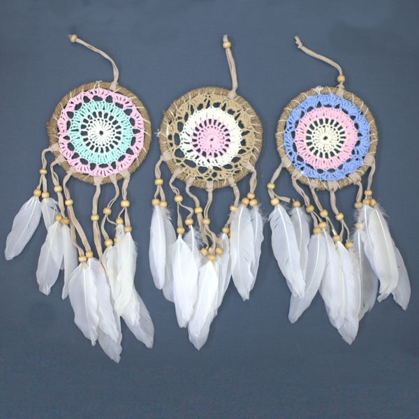Pastel Roze Macramé Dromenvanger - 12cm (Mixed Kleuren)