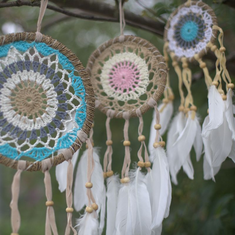Pastel Roze Macramé Dromenvanger - 12cm (Mixed Kleuren)