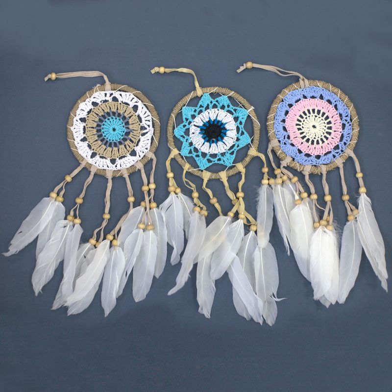 Pastel Blauw Macramé Dromenvanger - 12cm (Mixed Kleuren)