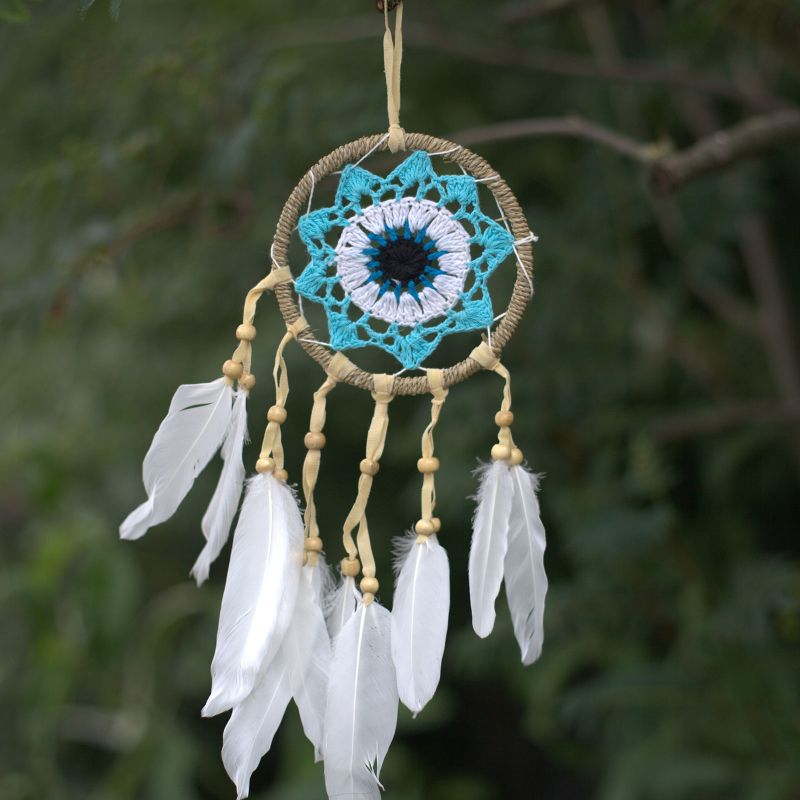 Pastel Blauw Macramé Dromenvanger - 12cm (Mixed Kleuren)