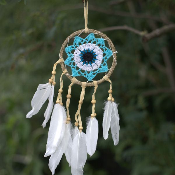 Pastel Blauw Macramé Dromenvanger - 12cm (Mixed Kleuren)