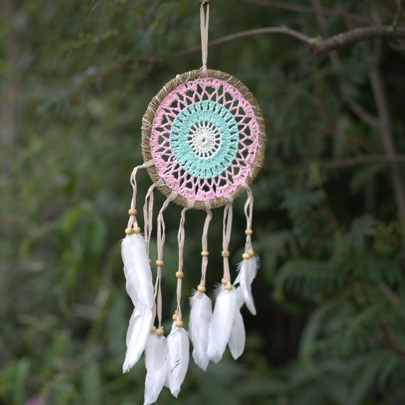 Pastel Roze Macramé Dromenvanger - 16cm (Mixed Kleuren)