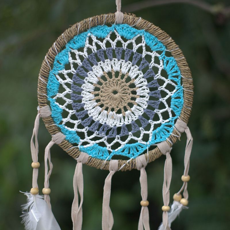 Pastel Blauw Macramé Dromenvanger - 16cm (Mixed Kleuren)