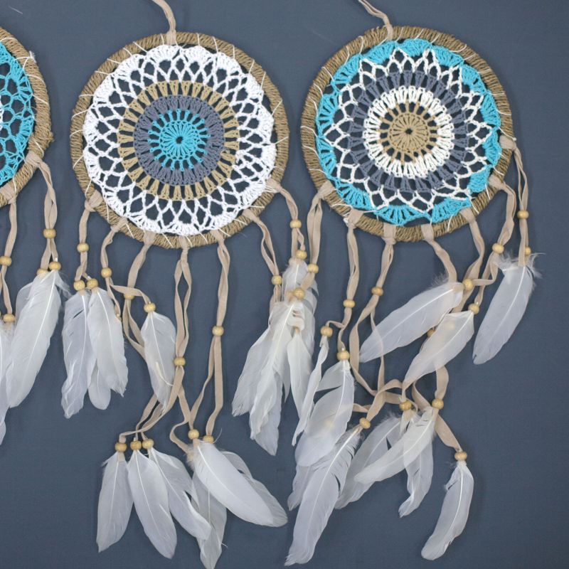 Pastel Blauw Macramé Dromenvanger - 16cm (Mixed Kleuren)