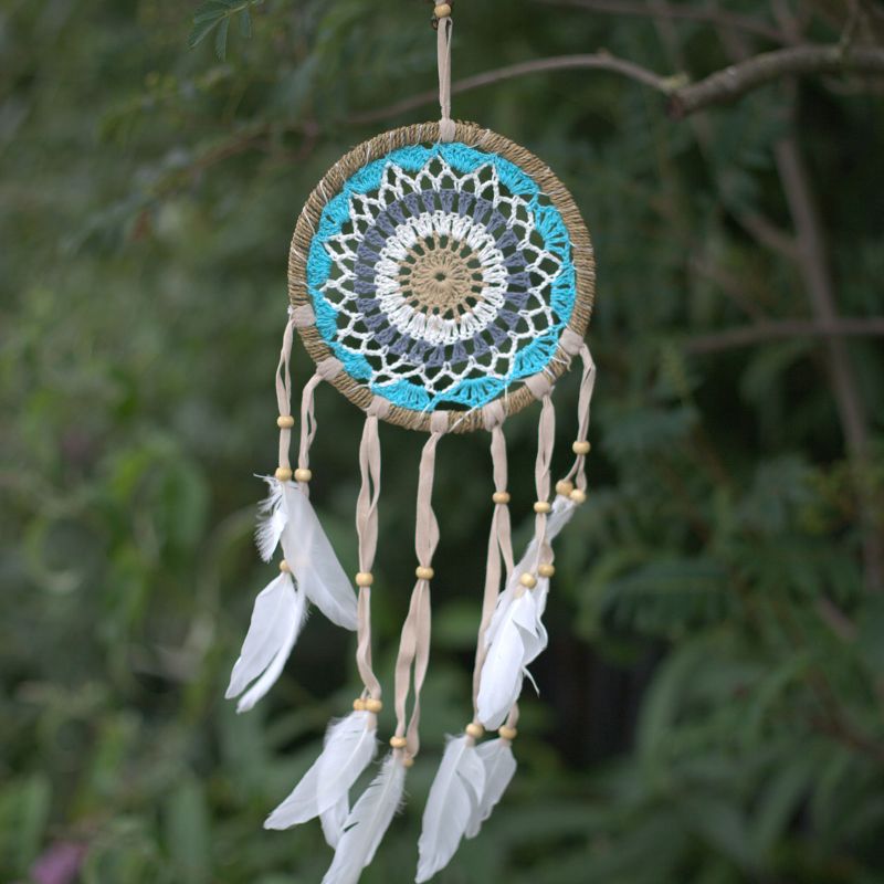 Pastel Blauw Macramé Dromenvanger - 16cm (Mixed Kleuren)